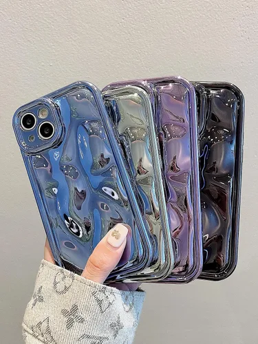 Vista 3 de Funda de protección de lente de cámara con textura de meteorito brillante de lujo, galvanizada suave a prueba de golpes para iPhone 14 Pro Max