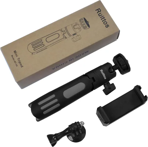 Vista 6 de Ruittos Soporte de trípode para teléfono y palo para selfie para iPhone, cámara web, escritorio, Sony, cámara Canon G7x, Go Pro, trípode de viaje