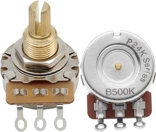 Vista 12 de FLEOR Potenciómetro de guitarra de eje dividido corto de 2 piezas A250K de 0.610 in, 24 líneas