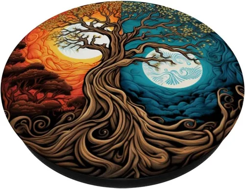 Vista 2 de Yin Yang Árbol de la Vida PopSockets estándar PopGrip