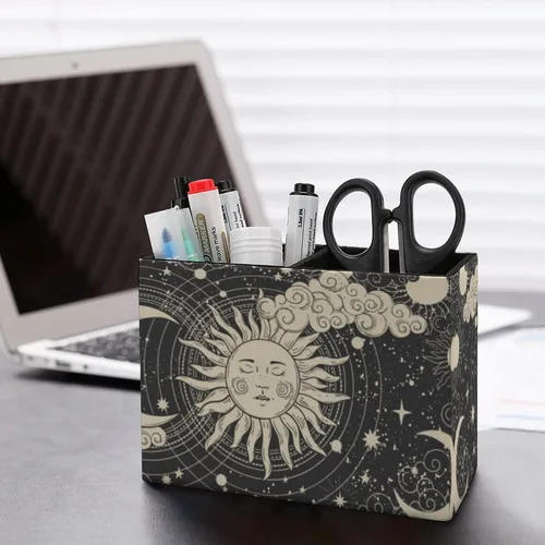 Vista 5 de Niapessel Portalápices para escritorio, astrología abstracta, soporte para bolígrafos de escritorio, organizador de lápices de escritorio, soporte