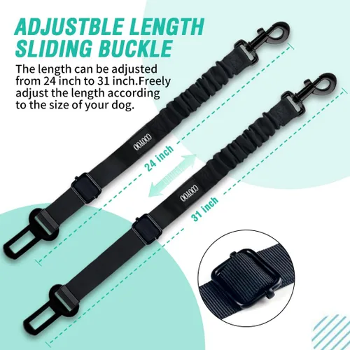Vista 5 de COOYOO cinturón de seguridad retráctil y ajustable para perro, juego de 3 piezas, cinturón de nailon para vehículo, para que tu mascota esté segura