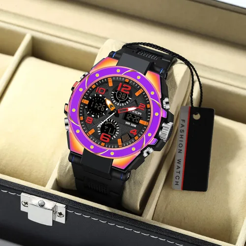 Vista 7 de findtime Reloj para hombre relojes militares para hombre impermeables 5 ATM deportivo para trabajo digital analógico color negro verde dorado