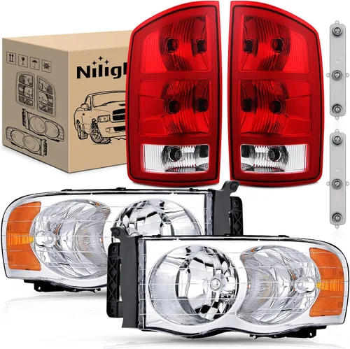 Vista 20 de Nilight Faros para 2002 2003 2004 2005 Ram 1500 2500 3500 Camión, Juego de Montaje de Faros Conductor y Pasajero, Reemplazo de Faros, Carcasa Negra