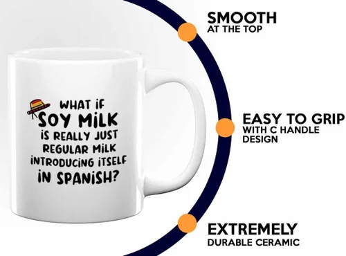 Vista 4 de SpanishTeacher - Taza de café de 11 onzas, color blanco, leche de soja en español, regalo para profesor de español, cumpleaños, agradecimiento