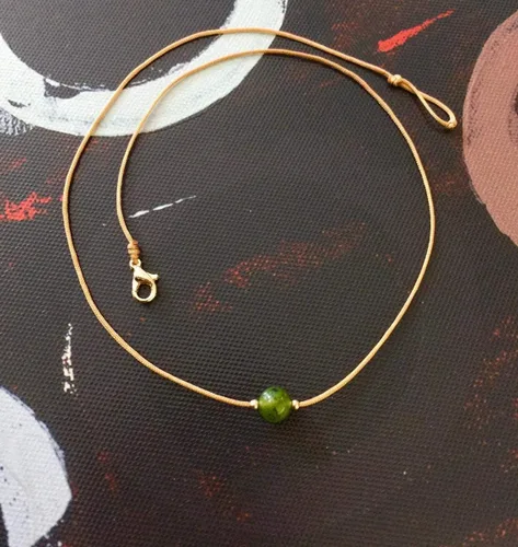 Vista 6 de Collar de piedras preciosas, gargantilla de jade nefrita natural de Canadá, collar impermeable, collar delicado simple, gargantilla delicada, collar
