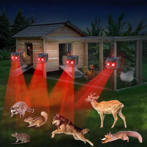 Vista 2 de Repelente solar de animales actualizado 2025 para exteriores, disuasorio de coyote para patio, luces disuasorias nocturnas efectivas para ojos