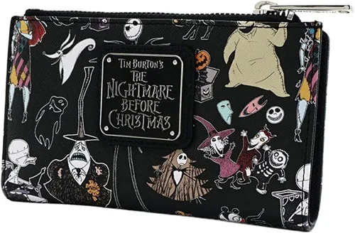 Vista 4 de Loungefly Disney Nightmare Before Christmas - Cartera plegable con estampado de personajes, Negro -, Casual