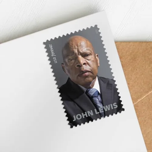Vista 2 de John Lewis 2023 (hoja de 15) Sellos postales de primera clase Mail Forever