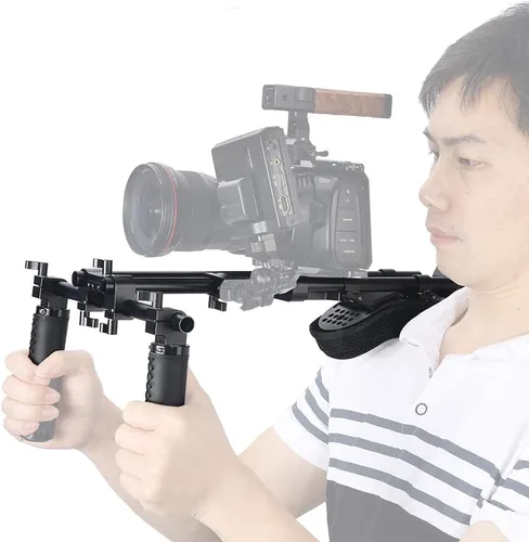Vista 4 de NICEYRIG Sistema de soporte de almohadilla de hombro de 0.591 in para videocámara de cine de cámara DSLR, soporte de hombro con placa base, varilla