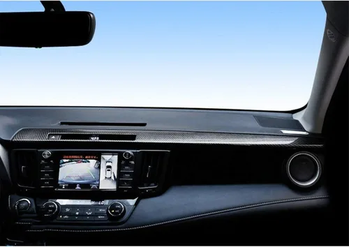 Vista 7 de x xotic tech 2 unids ABS fibra de carbono tablero consola panel cubierta Trim decoración para Toyota RAV4 2016-2018