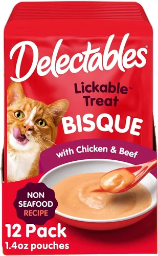 Vista 5 de Delectables Bisque - Golosinas húmedas para gatos, sin mariscos, paquete variado, 12 unidades (paquete de 1)