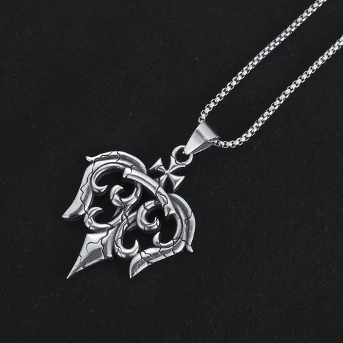 Vista 4 de SILBAZ Collar vikingo para hombre, acero inoxidable, colgante vikingo vintage, amuleto nórdico, regalo de joyería para padres novios