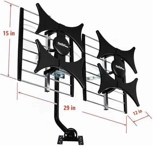 Vista 7 de Five Star Antena amplificada multidireccional de 4 V HDTV, alcance de hasta 200 millas, UHF/VHF, interior, ático, exterior, 4K Ready 1080P FM