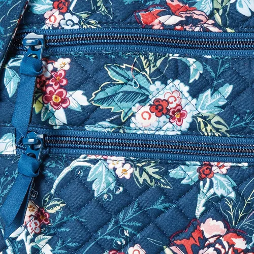 Vista 3 de Vera Bradley - Bolsa cruzada para mujer, de algodón característico de la marca, con triple cremallera, hipster