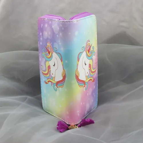 Vista 7 de MayeBridge Lindo unicornio monedero unicornio cremallera cartera larga bolso de embrague bolso de cuero PU para niñas mujeres, Unicornio B0514, Lindo