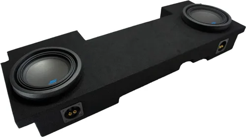 Vista 10 de American Sound Connection ASC GM2X10-AV-ECL-US Compatible con Chevy Silverado HD Crew Truck 2002-2013 Custom Dual 10 Sub Box, Alpine S-W10D2 Tipo S