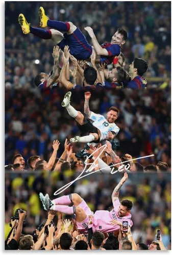 Vista 13 de SUKORI Messi - Póster Messi firmado (4) para dormitorio, estética, 12 x 18 pulgadas, sin marco
