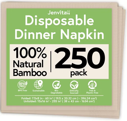 Vista 12 de Servilletas compostables 100% bambú (paquete de 50) Servilletas resistentes para almuerzo, cena, eventos, ocasiones y entretenimiento, ecológicas