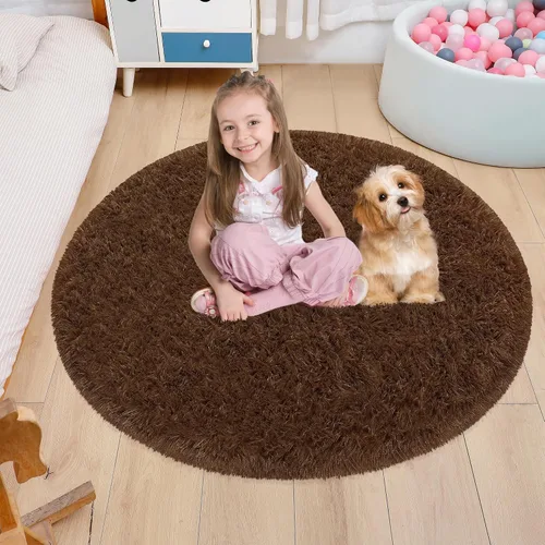 Vista 34 de Alfombra circular pequeña para dormitorio, 2 x 2 pies, color azul, para decoración de habitación de niños, redonda esponjosa para guardería