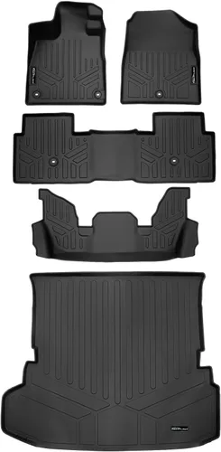 Vista 25 de SMARTLINER Juego de alfombrillas de piso de ajuste personalizado de 3 filas para Honda Pilot 2009-2015