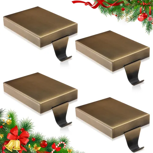 Vista 8 de Soportes de calcetines de Navidad de Zonon para repisa, ganchos de hierro resistentes para calcetines, mantel con almohadilla protectora