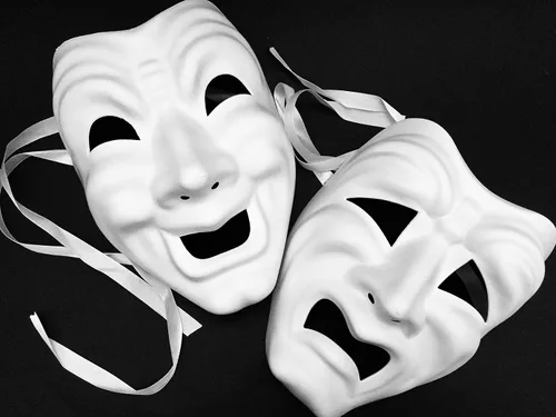 Vista 5 de MASQ Máscara de comedia y tragedia en blanco, unisex, para adultos, para Halloween, o decoración