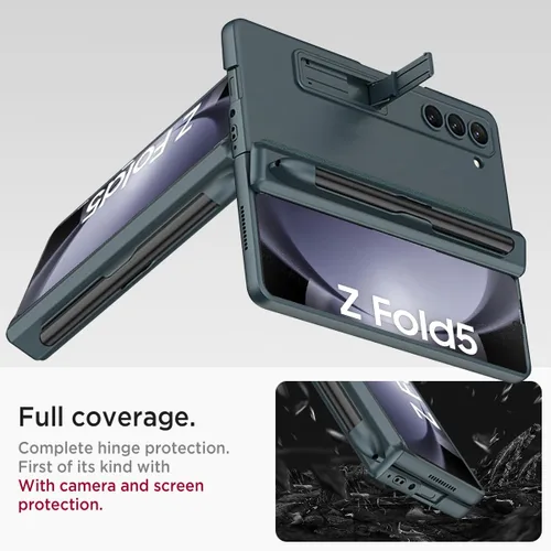 Vista 3 de Miimall Funda delgada para Galaxy Z Fold 5, Z Fold 2 Case Kickstand Hard PC Bumper Magnético Bisagra Funda para Samsung Galaxy Z Fold 5 2023 Verde