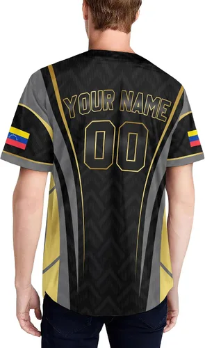 Vista 6 de Camiseta de béisbol personalizada de Venezuela para hombres, camiseta de béisbol personalizada de Venezuela, camiseta de fútbol de Venezuela