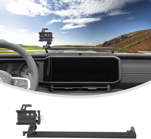 Vista 10 de Linskip Soporte resistente para barra de salpicadero, soporte de teléfono celular para Jeep Wrangler JL JLU 2018-2023 y Jeep Gladiator JT 2020-2023