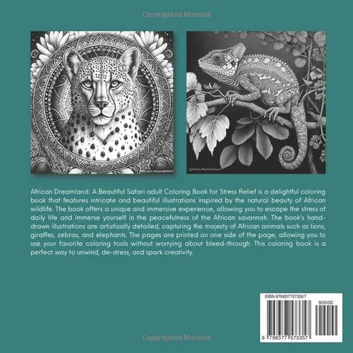Vista 2 de African Dreamland A Beautiful Safari Adult Coloring Book for Stress Relief Experience the Serenity of the African Wilderness Through Creative