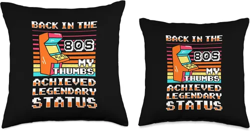 Vista 3 de Video Game Player Retro Gamer Gaming Classic 80s Arcade Game Throw Pillow