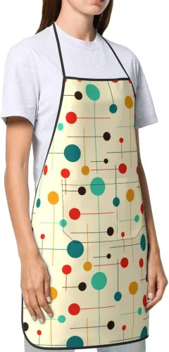 Vista 2 de Delantales con babero para mujeres y hombres, delantal de cocina con bolsillos para cocina, parrilla, barbacoa, pintura, jardinería