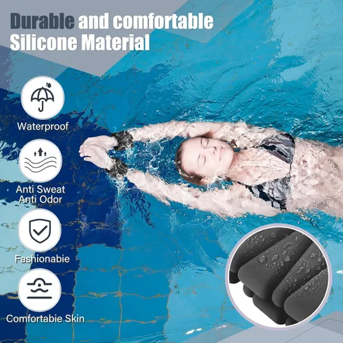 Vista 5 de Vinsot Pilates - Pesas de muñeca y tobillo para mujer, juego de 4 (2 libras cada una), pulseras con peso ajustables para piernas, para caminar Negro