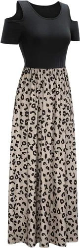 Vista 3 de STYLEWORD - Vestidos largos de verano para mujer con hombros descubiertos y bolsillo