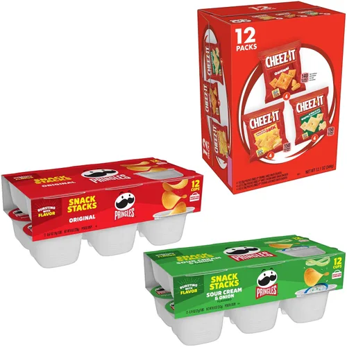 Vista 10 de Cheez-It y Pringles Paquete Variado, Aperitivos para el Almuerzo, Aperitivos para Niños, Paquete Variado (36 Unidades)