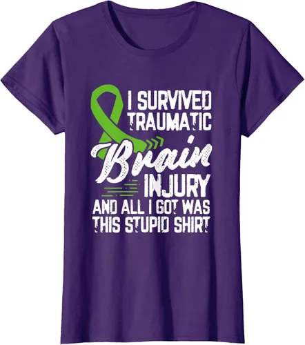 Vista 10 de Camiseta traumática con cinta verde para concienciación de lesiones cerebrales traumáticas I survived TBI, Negro, S