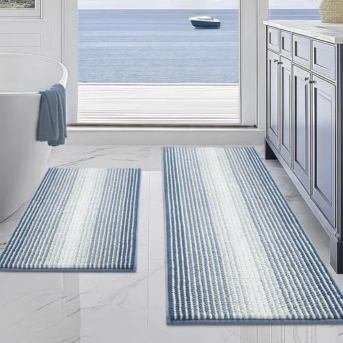 Vista 79 de BSICPRO Tapetes de baño de felpilla, 20 x 32 pulgadas, antideslizantes, absorbentes, suaves, peludos, para baño, lavables a máquina (salvia)