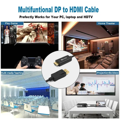 Vista 13 de Paquete de 2 cables DisplayPort a HDMI 4K de 6 pies, cable macho a