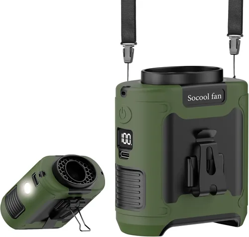 Vista 17 de Socool Ventilador de cintura portátil de 10000 mAh con clip en ventiladores personales recargables, ventilador de camisa de cinturón portátil
