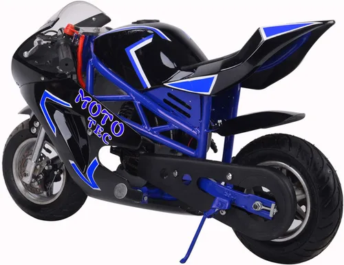 Vista 4 de MotoTec - Motocicleta de bolsillo de gas GT 49 cc, 2 tiempos, color azul