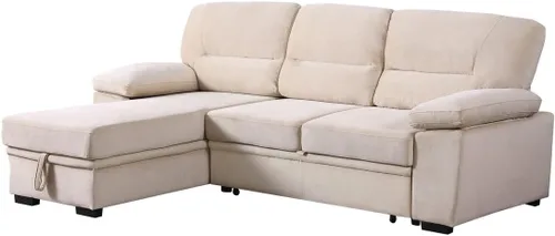 Vista 8 de Lilola Home Kipling - Sofá seccional reversible de tela de terciopelo beige