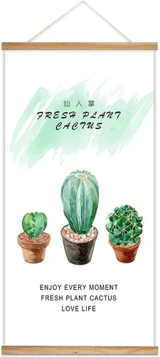 Vista 12 de wall26 Póster colgante de madera enmarcado con hermosas flores de invierno, impresión para el hogar, listo para colgar, 18 x 36 pulgadas
