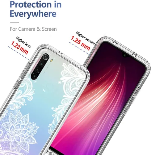 Vista 2 de Funda para Redmi Note 8 (2019/2021) M1908C3JH M1908C3JGG con protector de pantalla de vidrio templado, funda protectora de cuerpo completo
