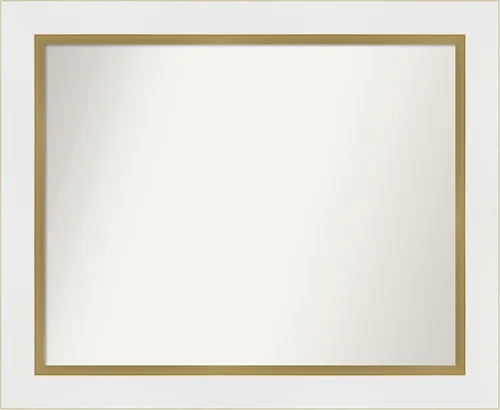 Vista 72 de Amanti Art Espejo de baño plateado para sobre el fregadero, espejo cuadrado de níquel cepillado de 30 x 30 pulgadas, marco moderno grande, se cuelga