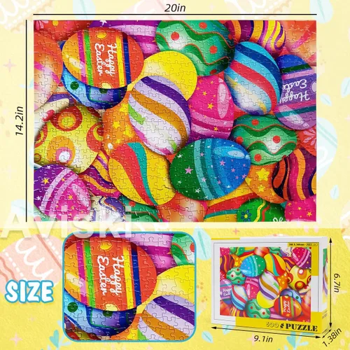 Vista 2 de Rompecabezas de Pascua con póster de referencia 1:1, rompecabezas festivos para adultos y niños - 500 piezas, juegos educativos con huevos