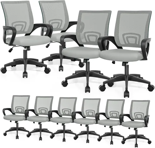 Vista 23 de Magshion Silla ergonómica de escritorio de oficina, silla de computadora de malla con respaldo medio, silla giratoria con respaldo transpirable