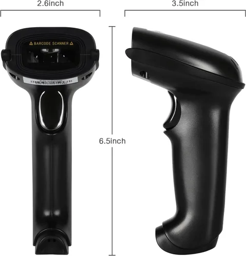 Vista 6 de WoneNice Escáner de código de barras inalámbrico 2.4G - Lector de código de barras inalámbrico de mano 1D para venta al por menor, almacén, Negro