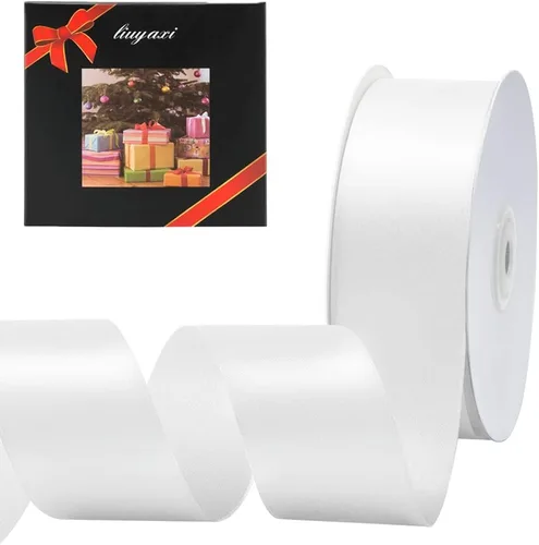 Vista 32 de Cinta de satén verde manzana de doble cara de color sólido de 1/2 pulgada x 25 yardas, cintas perfectas para manualidades, decoración de bodas