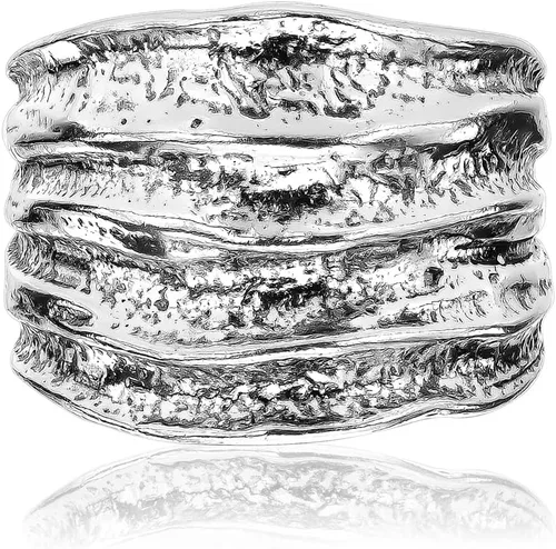 Vista 3 de JEAN RACHEL JEWELRY Anillo de plata de ley 925, diseño vintage con textura oxidada, hipoalergénico, sin níquel ni plomo, colección de diseñador
